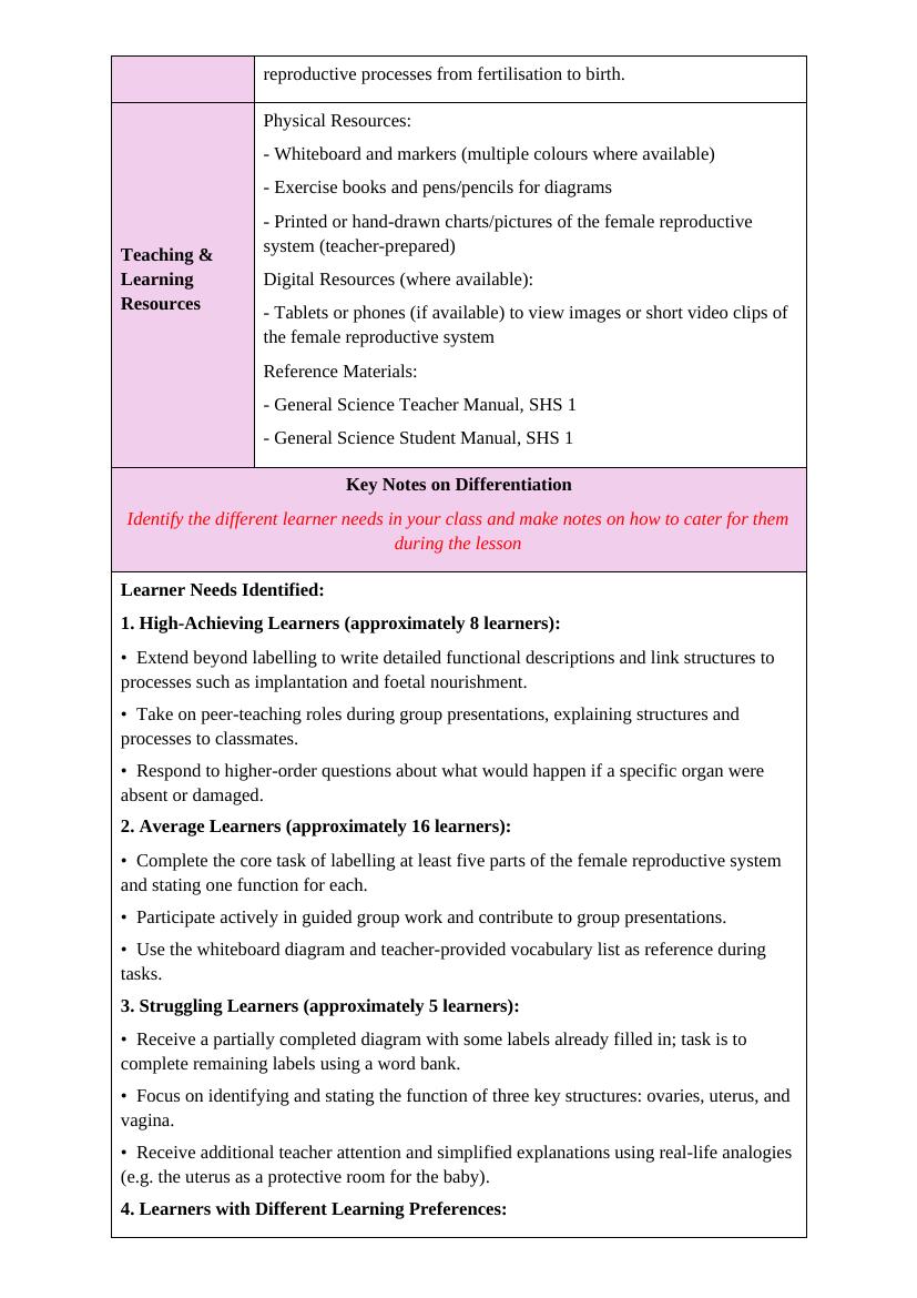 Sample lesson plan page 2 — Essential Questions & Pedagogy