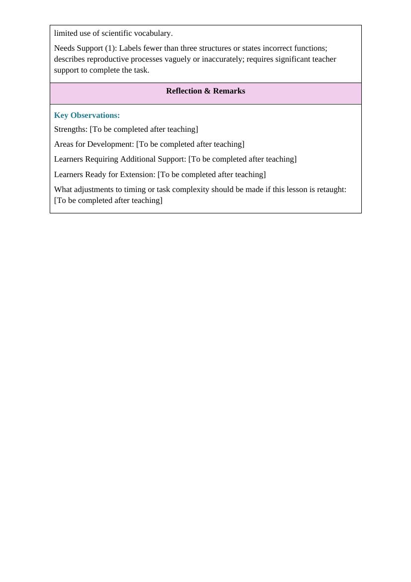 Sample lesson plan page 8 — Closure & Reflection